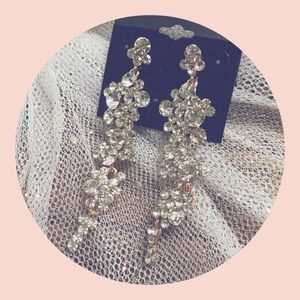 bridal prom rhinestone dangle statement earrings